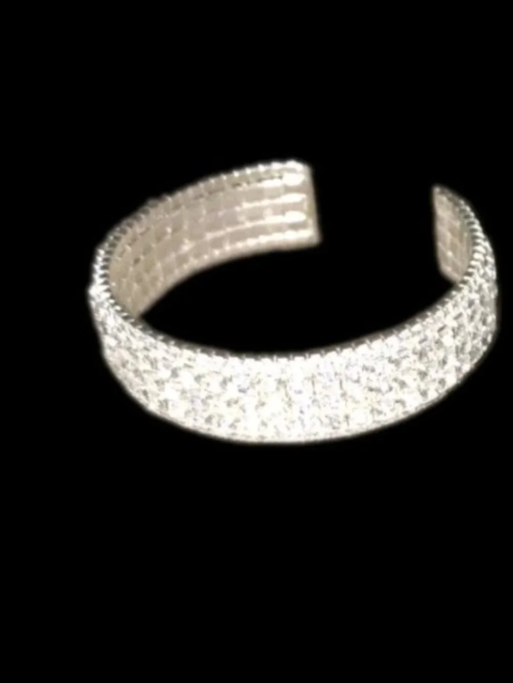 Multirow Rhinestone Crystal Cuff Bracelet Formal EUC Sparkly